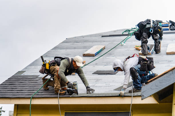 Professional Gutter Installation technician working in Medina, ND